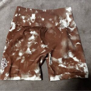 NWOT Darc Sport Brown & Cream tie dye Training Shorts Small
